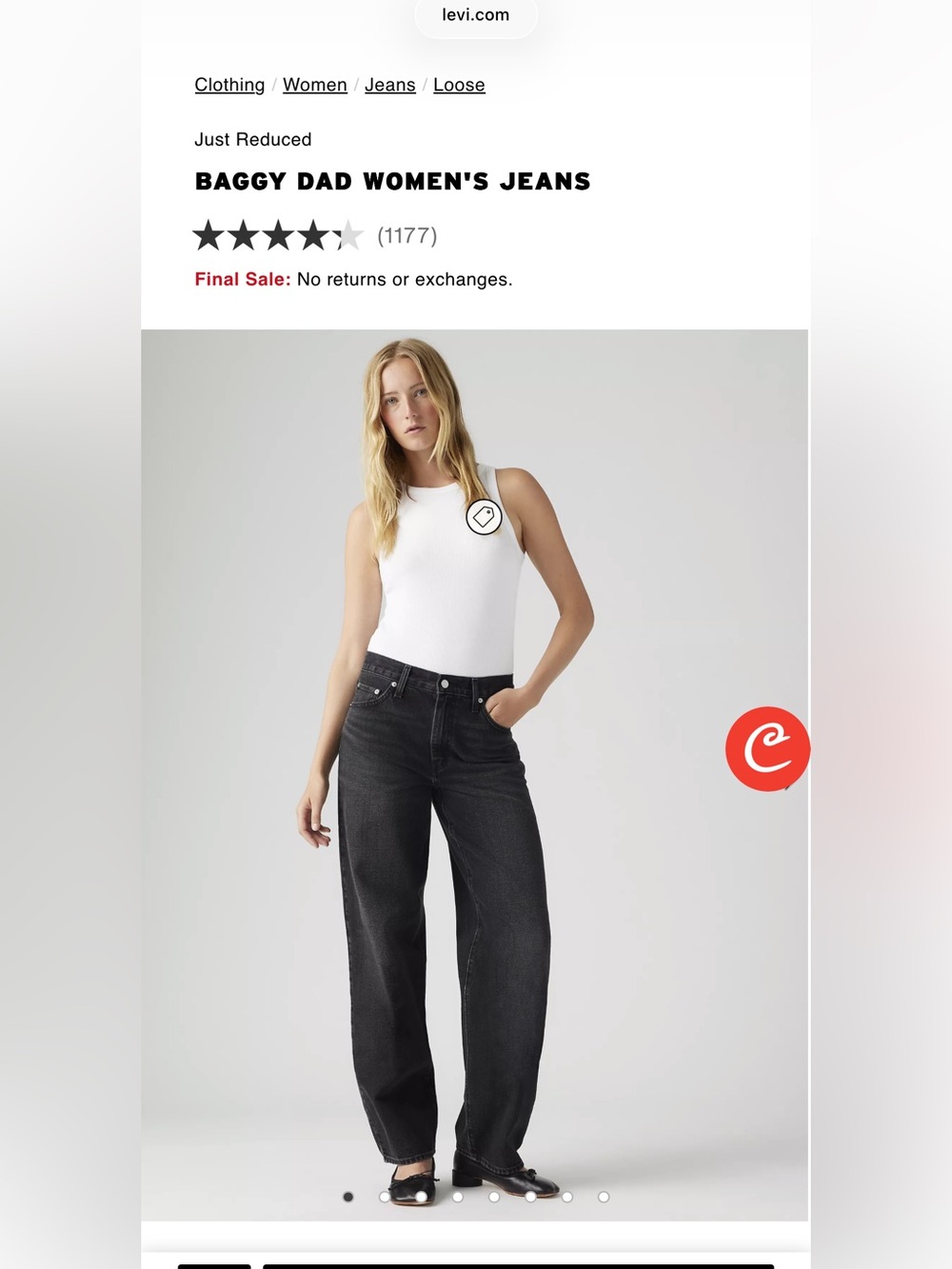 Levi's Baggy Dad Jeans in Washed Black